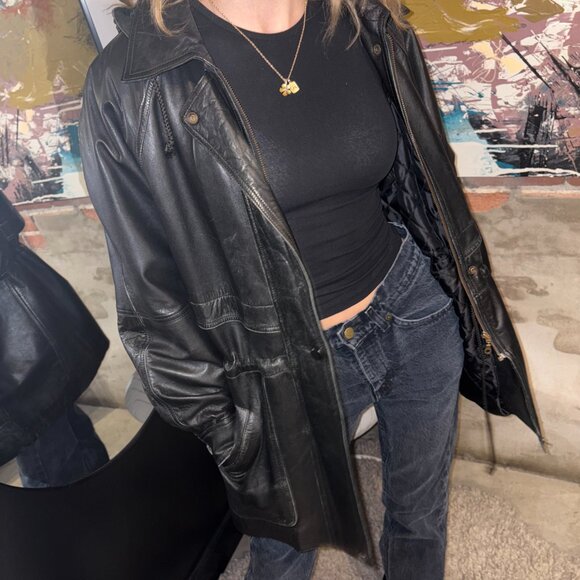 Vintage Black Genuine Leather Prince du Cuir Jacket S - Picture 14 of 16